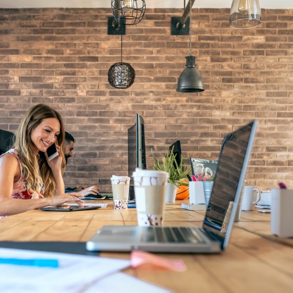 People working in a coworking office